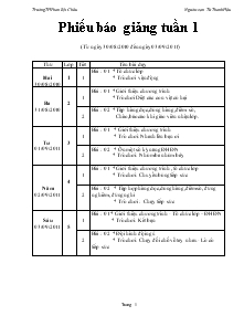 Giáo án Thể dục tiểu học tuần 1