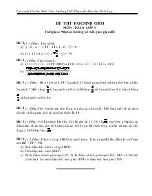 Giáo án Toán lớp 4 - Đề thi học sinh giỏi môn: Toán lớp 5