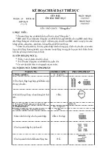 Kế hoạc bài dạy Thể dục 1 tuần 25: Ôn bài thể dục, tên trò chơi “tâng cầu”