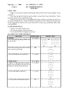 Kế hoạc bài dạy Thể dục 1 tuần 7: Đội hình đội ngũ, trò chơi