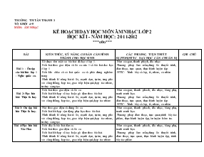 Kế hoạch dạy học môn Âm nhạc lớp 2 học kì I - Năm học: 2011 - 2012
