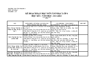 Kế hoạch dạy học môn âm nhạc lớp 4 học kì I - Năm học: 2011 - 2012