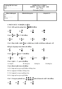 Kiểm tra cuối kì 2 khối 4 – Năm học: 2013 – 2014 môn: Toán