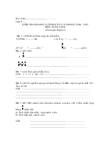 Kiểm tra định kì cuối học kì II - Năm học 2006 – 2007 môn Toán lớp 4