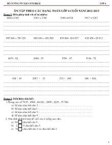 Đề cương ôn tập cuối học kì II lớp 4: Ôn tập theo các dạng toán năm 2012-2013