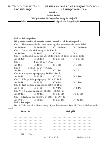Đề thi khảo sát chất lượng giữa kỳ I năm học 2009 – 2010 khối: 4 môn: toán