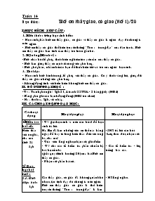 Giáo án khối 4 - Tuần 14 - Môn Đạo đức: Biết ơn thầy giáo, cô giáo (tiết 1)