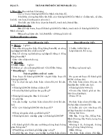 Giáo án khối 4 - Tuần 21 - Môn Địa lý: Thành phố Hồ Chí Minh (tiết 21)