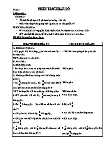 Giáo án khối 4 - Tuần 23 - Môn Toán: Phép trừ phân số