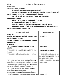 Giáo án khối 4 - Tuần 24 - Môn Giáo án Địa lí: thành phố Hồ Chí Minh