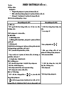 Giáo án khối 4 - Tuần 24 - Môn Toán: Phép trừ phân số (tiếp)