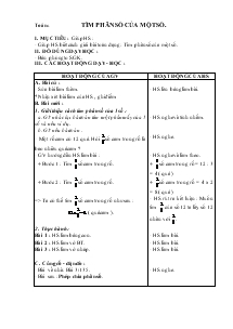 Giáo án khối 4 - Tuần 25 - Môn Toán: Tìm phân số của một số