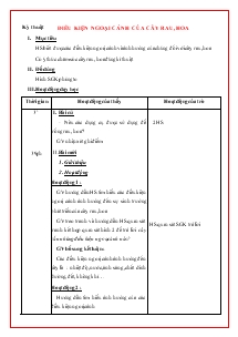 Giáo án Kĩ thuật 4 - Bài: Điều kiện ngoại cảnh của cây rau, hoa