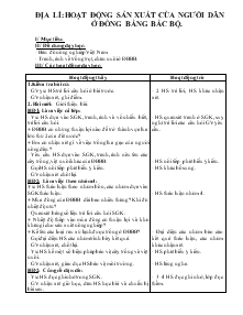 Giáo án Lớp 4 -  Địa lí: Hoạt động sản xuất của người dân ở đồng bằng Bắc Bộ (tiết 1)