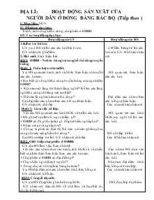 Giáo án Lớp 4 - Địa lí: Hoạt động sản xuât của người dân ở đồng bằng bắc bộ (tiếp theo )