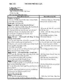 Giáo án Lớp 4 - Địa lí: Thành phố Đà Lạt