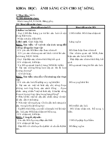 Giáo án Lớp 4 - Khoa học: Ánh sáng cấn cho sự sống