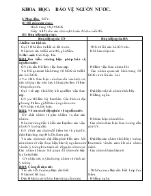 Giáo án Lớp 4 - Khoa học: Bảo vệ nguồn nước