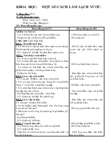 Giáo án Lớp 4 - Khoa học: Một số cách làm sạch nước