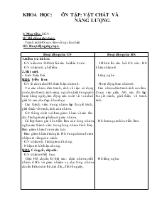 Giáo án Lớp 4 - Khoa học: Ôn tập: Vật chất và năng lượng