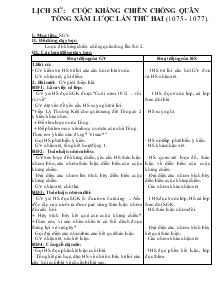 Giáo án Lớp 4 - Lịch sử: Cuộc kháng chiến chống quân Tống xâm lược lần thứ hai (1075 - 1077)