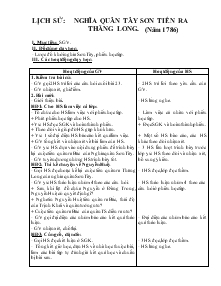 Giáo án Lớp 4 - Lịch sử: Nghĩa quân Tây Sơn tiến ra Thăng Long (năm 1786)