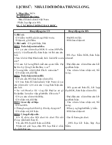 Giáo án Lớp 4 - Lịch sử : Nhà lí dời đô ra Thăng Long