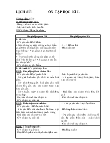 Giáo án Lớp 4 - Lịch sử: Ôn tập học kì I