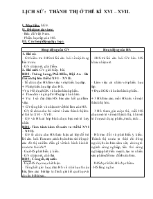 Giáo án Lớp 4 - Lịch sử : Thành thị ở thế kỉ XVI - XVII