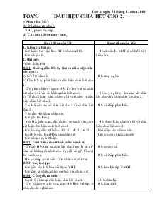 Giáo án Lớp 4 - Toán: Dấu hiệu chia hết cho 2