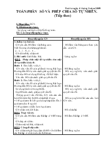 Giáo án Lớp 4 - Toán: Phân số và phép chia số tự nhiên (tiếp theo)