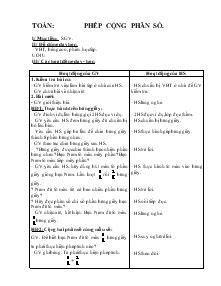 Giáo án Lớp 4 - Toán: Phép cộng phân số (Tiếp)