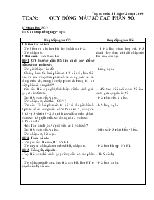 Giáo án Lớp 4 - Toán: Quy đồng mẫu số các phân số