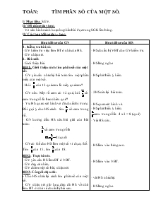 Giáo án Lớp 4 - Toán: Tìm phân số của một số