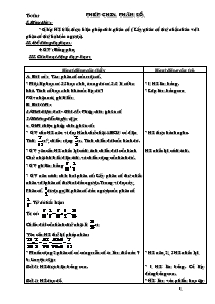 Giáo án lớp 4 - Tuần 26 - Môn Toán: Phép chia phân số