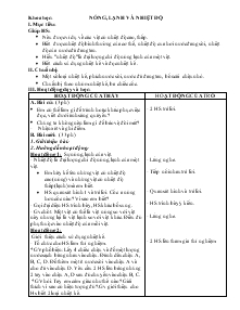 Giáo án lớp 4 - Tuần 27 - Môn Khoa học: Nóng, lạnh và nhiệt độ