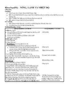 Giáo án lớp 4 - Tuần 28 - Môn Khoa học(Tiết 50): Nóng, lạnh và nhiệt độ