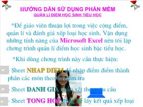 Hướng dẫn sữ dụng phần mềm quản lí điểm học sinh tiểu học