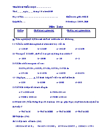 Kiểm tra giữa học kì I lớp 4 - Môn toán năm học : 2009-2010