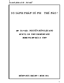 So sánh phân số như thế nào