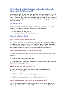 Xử lý lỗi xuất hiện khi cài đặt phần mềm hoặc phần cứng mới trên Windows XP
