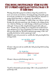 Ứng dụng phương pháp tính ngược từ cuối để giải toán vui và toán cổ ở tiểu học