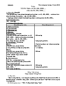 Giáo án lớp 4 môn Toán học Tuần 11: Tiết 51: Nhân với 10, 100, 1000, chia cho 10, 100, 1000