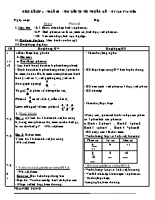 Giáo án lớp 4 môn Toán - Tuần 20: Phân số