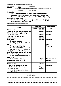 Giáo án lớp 4 Tuần 09 môn : Thể dục bài 17 : Động tác chân - Trò chơi “ nhanh lên bạn ơi”