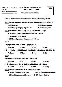 Bài kiểm tra cuối học kì II môn : Địa lý - Lớp 4 thời gian làm bài: 40 phút