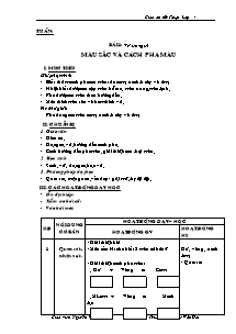 Giáo án lớp 4 môn Mĩ thuật - Bài 1: Vẽ trang trí: Màu sắc và cách pha màu (Tiết 4)