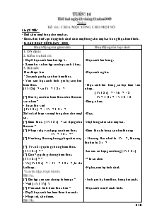 Giáo án lớp 4 môn Toán học Tuần 14: Tiết 66: Chia một tổng cho một số