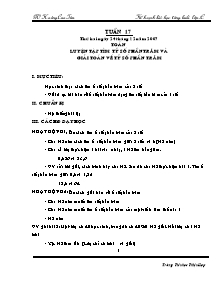 Giáo án lớp 5 môn Toán: Tuần 17: Luyện tập tìm tỷ số phần trăm và giải toán về tỷ số phần trăm