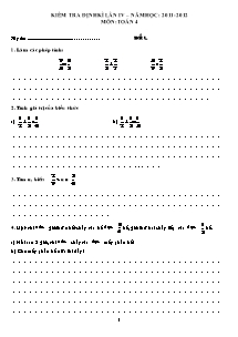 Kiểm tra định kì lần IV – Năm học: 2011 -2012 môn: Toán 4